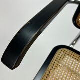 Tubular frame and cane cantilever arm chairs by Marcel Breuer, italy, 1970s