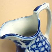 Carafe, antique jug, porcelain with stylised cobalt blue decorations, Art Deco.
