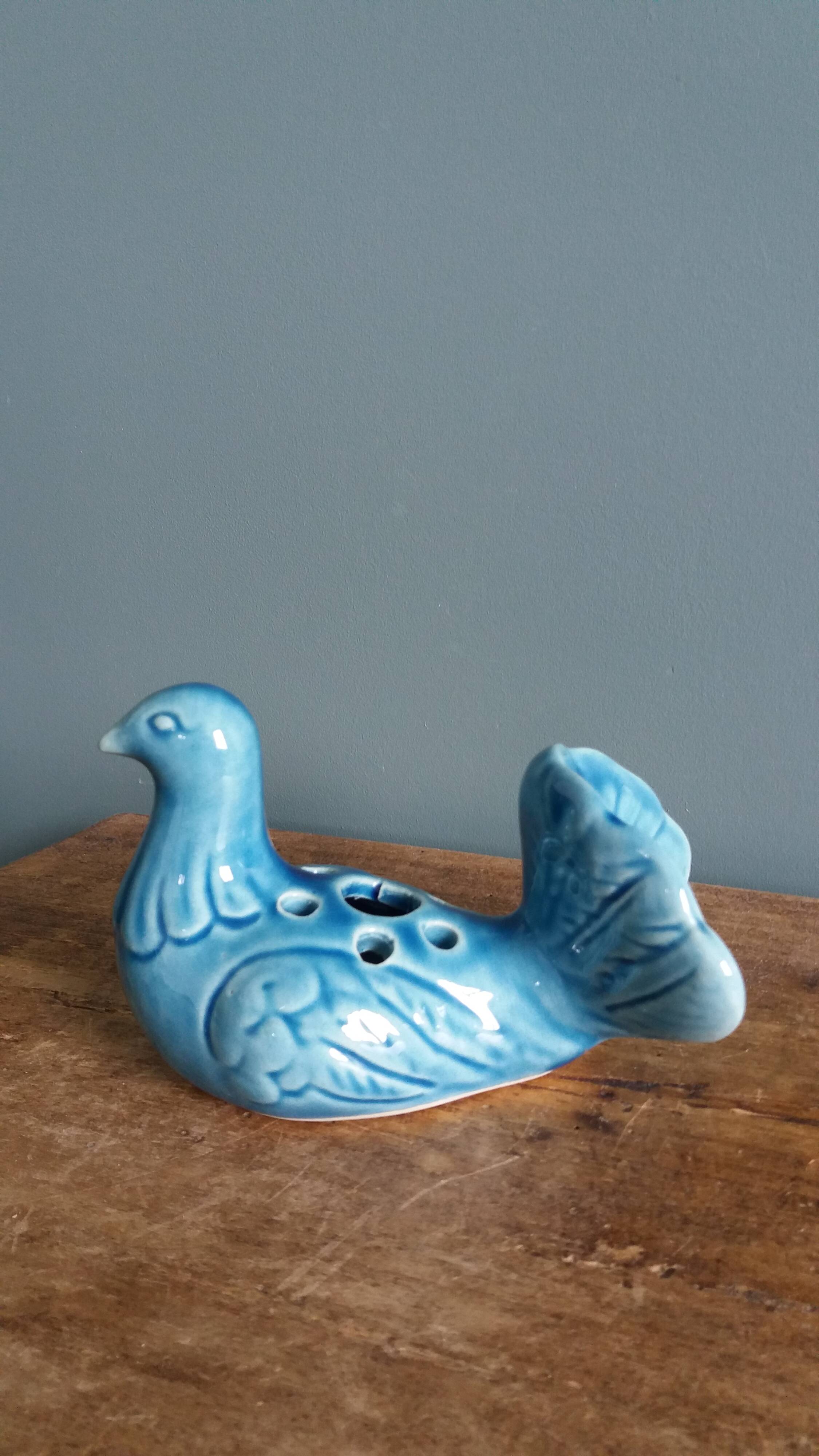 Dove bird vase flower holder in ceramic signed Saint Paul de Vence