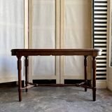 Piano bench in dark wood and cane