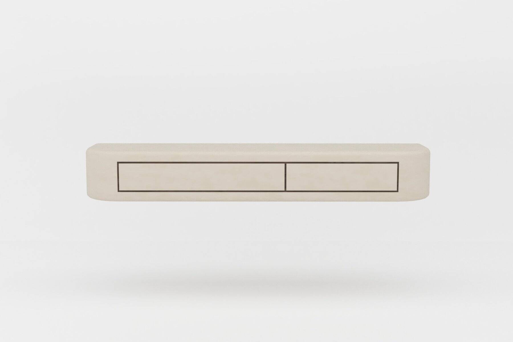 Contemporary Handmade Textured Plaster Floating Drawer with Walnut Interior