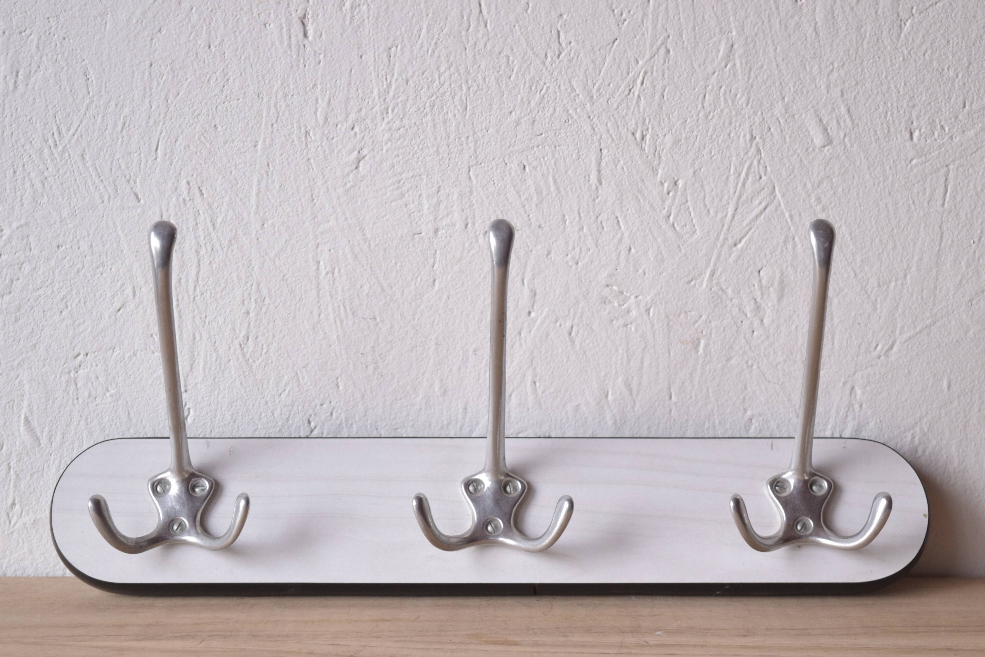 Vintage white Formica coat rack - triple hook