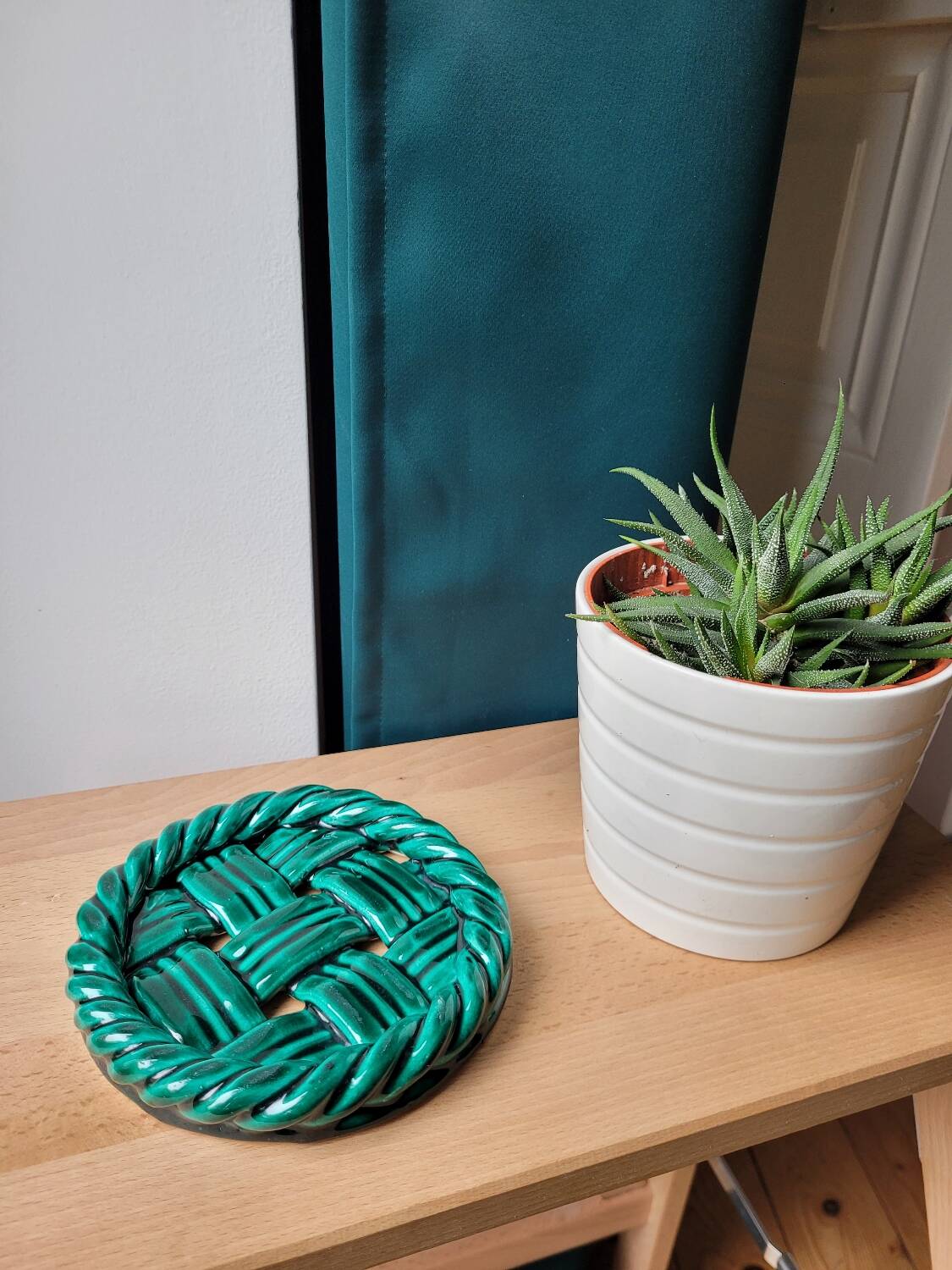 Vallauris glazed porcelain bottle coaster