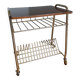 Table trolley for vinyls or magazines in gold metal and formica
