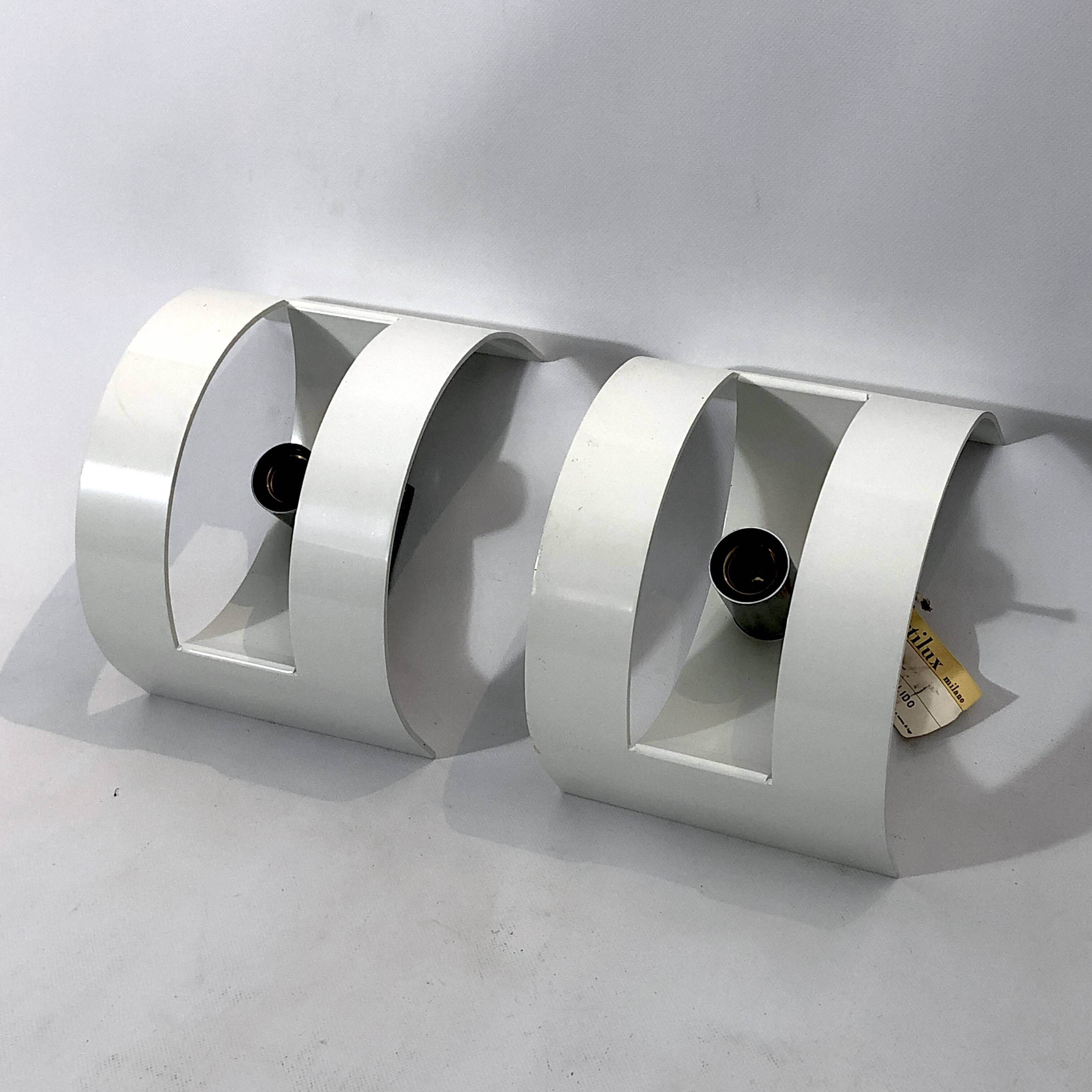 Stilux Milano Model Lido, pair of large sconces from 60s