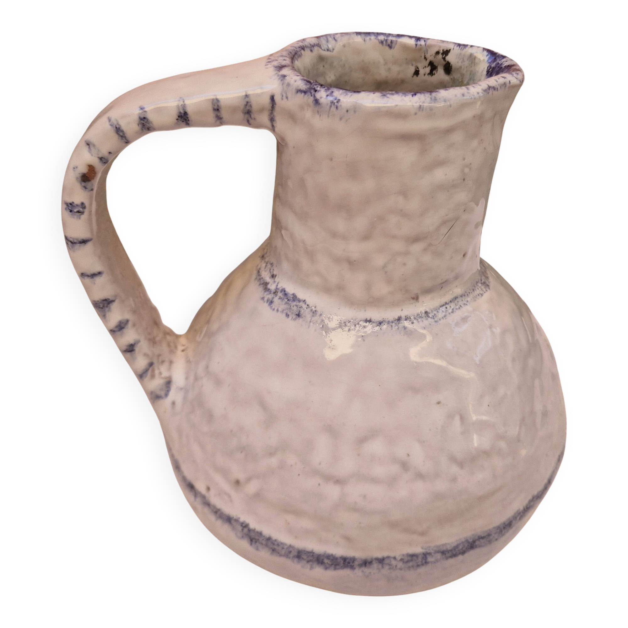 Old stamped glazed terracotta jug