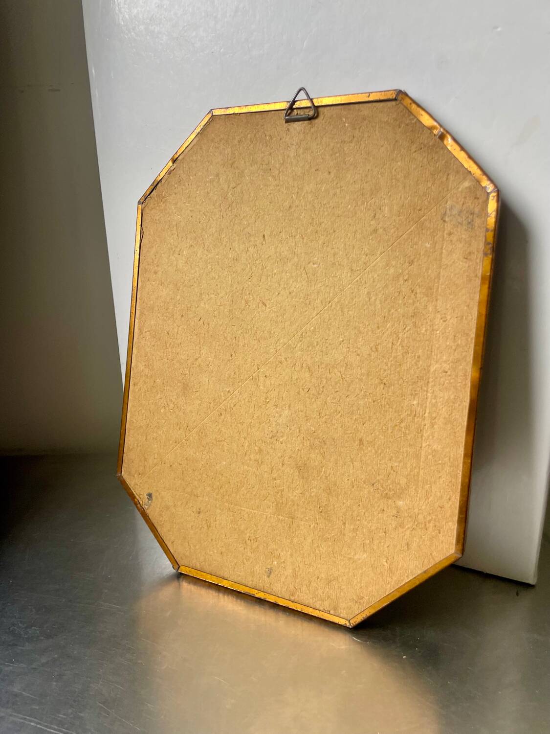 Antique Octagonal brass metal frame 30 cm  x 23 cm