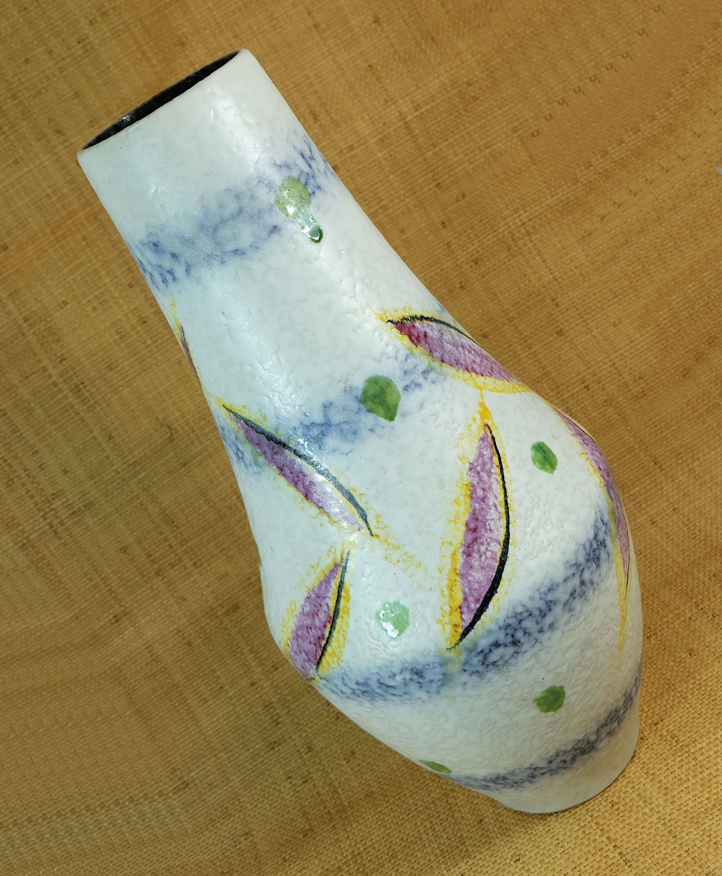 vase de sol Scheurich des années 60, modèle 537-52, motif abstrait du milieu du siècle