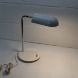 Table lamp in metal and gray porcelain from 1960, original articulated and restored