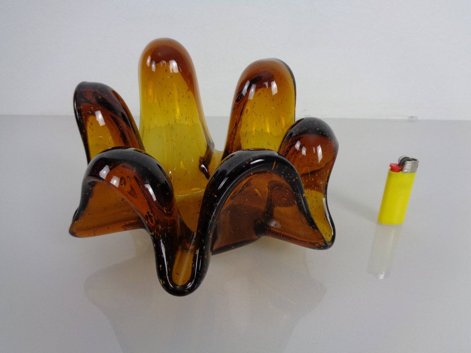 Large Murano amber glass bowl, Italy, 1960s