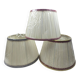 Set of 3 large vintage pleated fabric lampshades – trimmings –