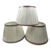 Lot de 3 grands abat-jour plissés vintage en tissu – passementerie –
