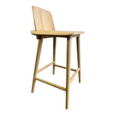 Solid wood stool with backrest