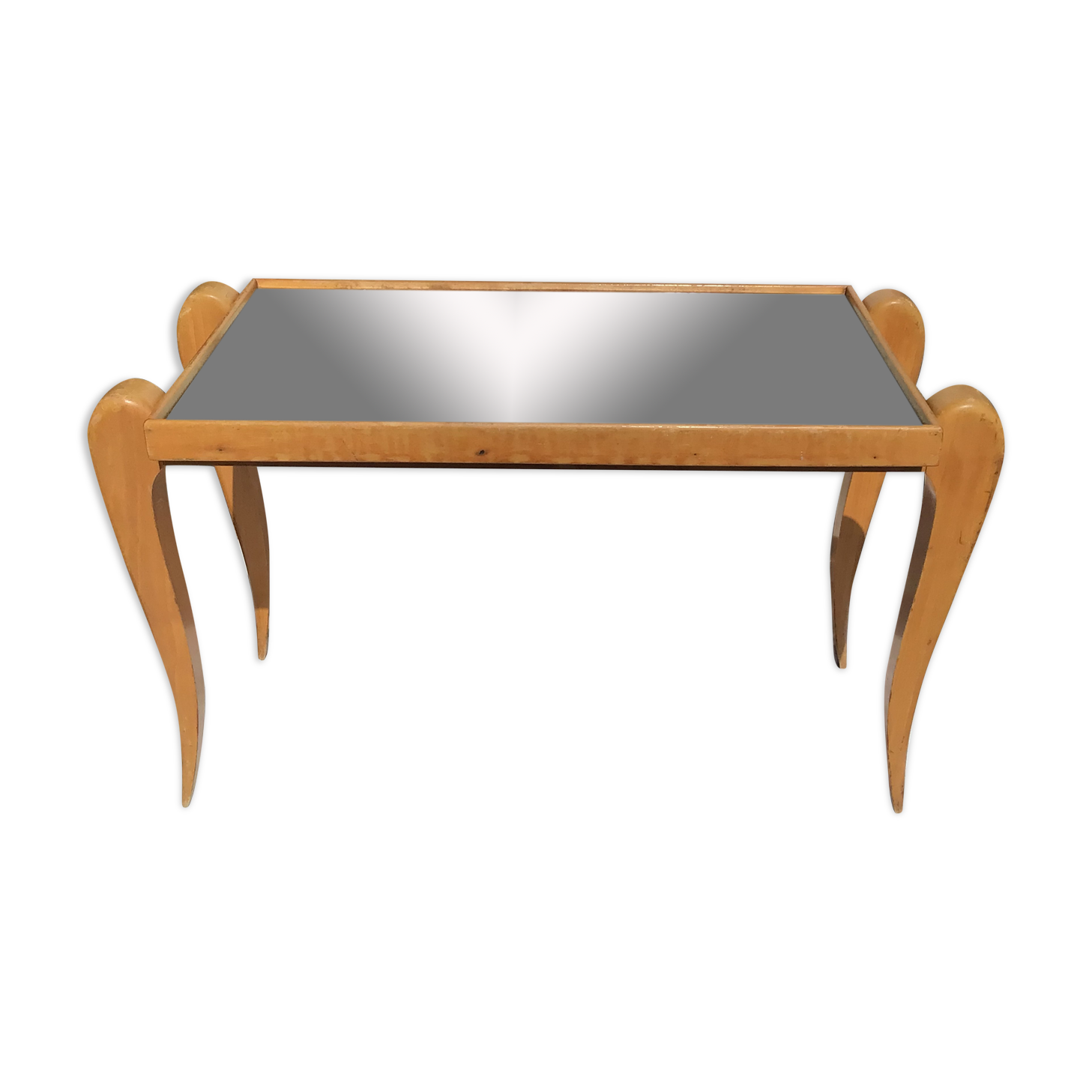 Table basse miroir art déco pieds effilés