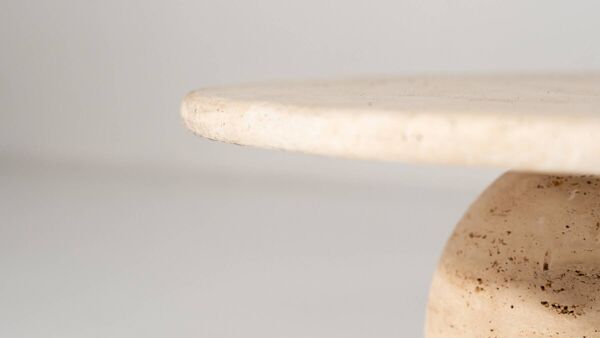 Contemporary Round Travertine Coffee Table, Italy