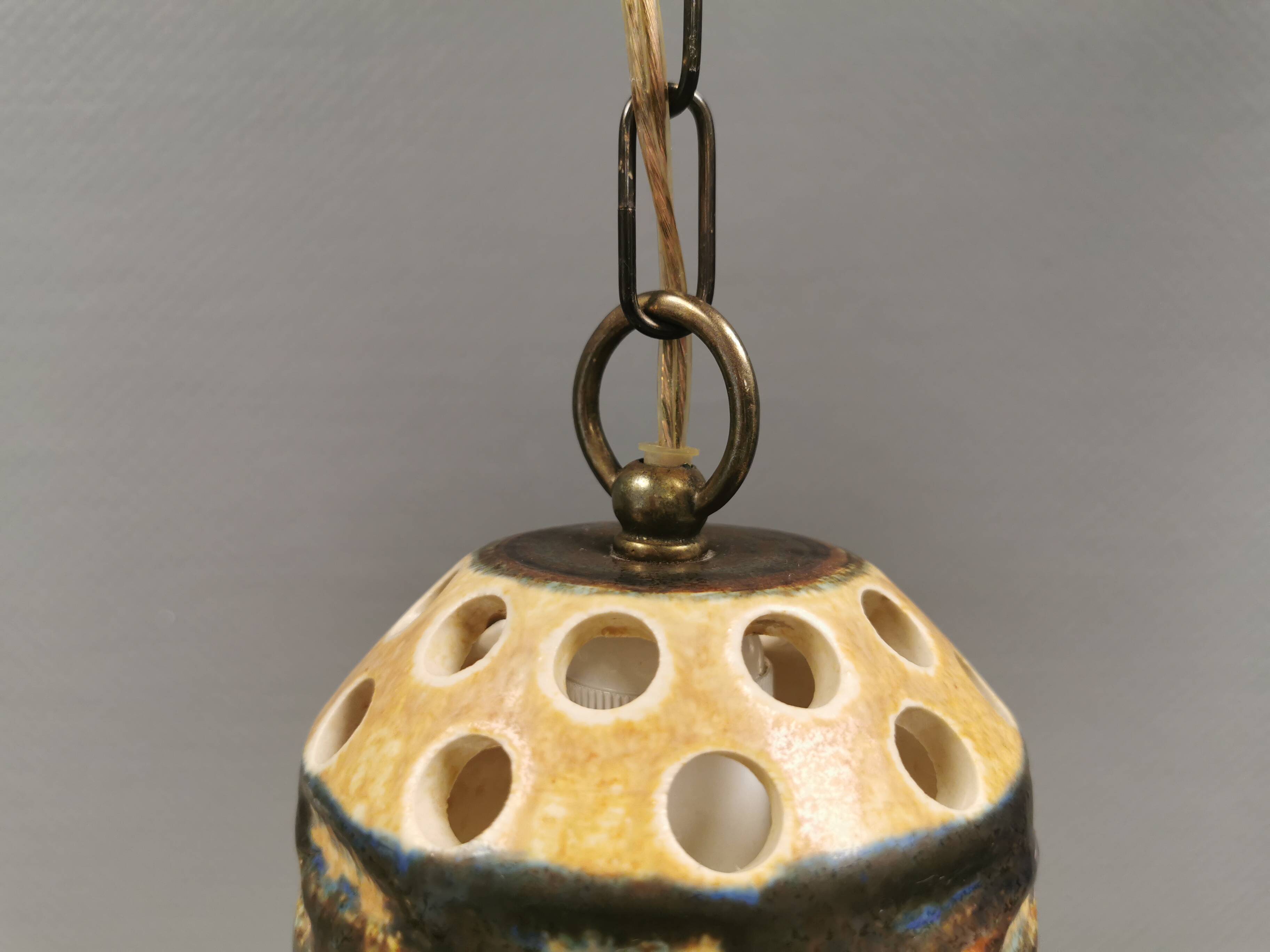 A stunning ceramic hanging lamp with exquisite details. Denmark 1970s