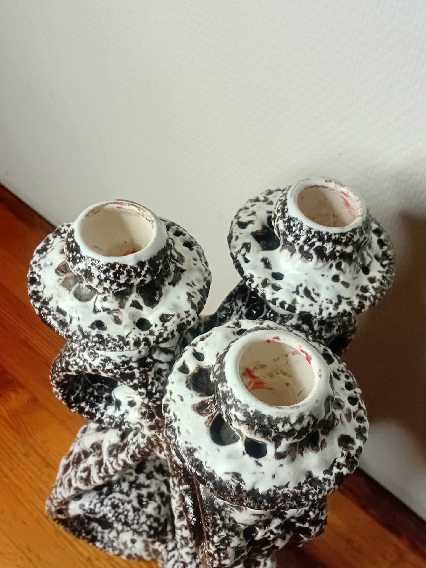 Marius Giuge artist pottery Vallauris 2 candlesticks