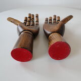 Pair of articulated wooden hands