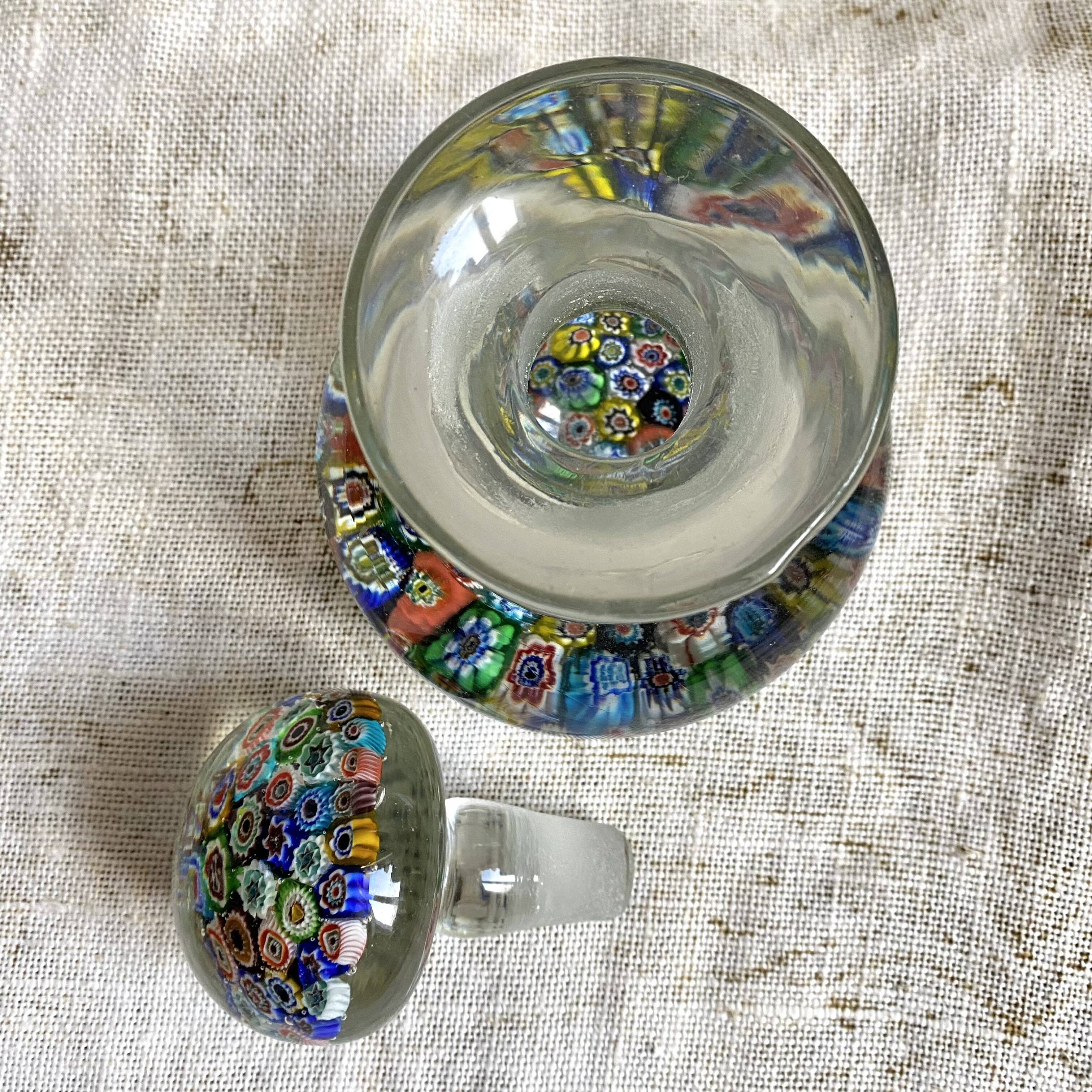 Murano millefiori blown glass carafe