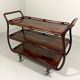 Anglo-Indian teak serving trolley with brass inlays from the 1930s-1940s.