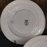 5 assiettes plates en faïence de Longwy modèle "Suzanne" Terre de Fer