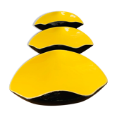 Ensemble de 3 coupelles vintage, jaune et noir