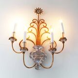 Monumental Bagues style crystal and gilt central sconce by Banci Firenze