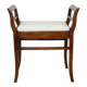 Stool seat white-cream velvet fabric oak Art Deco
