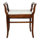 Tabouret en velours blanc-crème, tissu en chêne, style Art Déco.