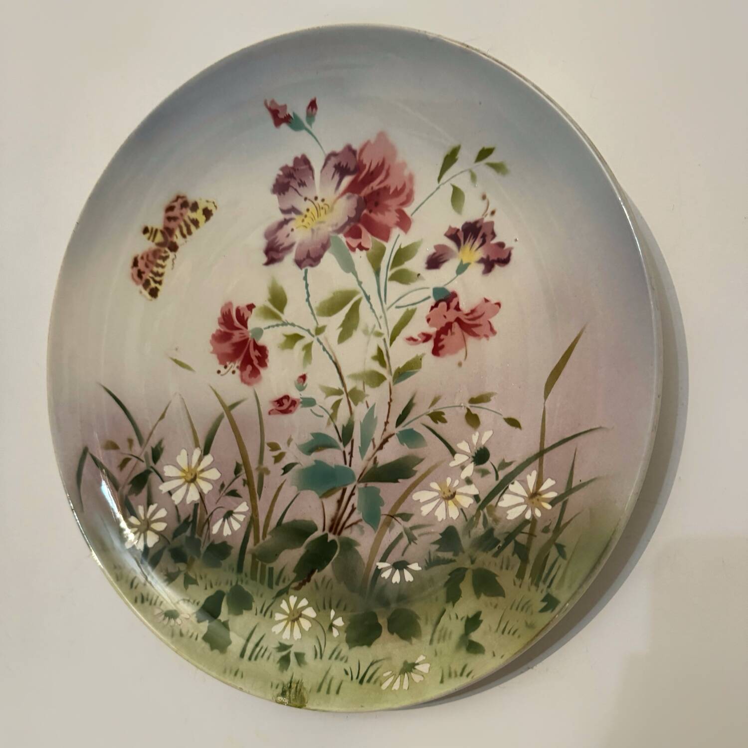 Large old Sarreguemines flowered dish