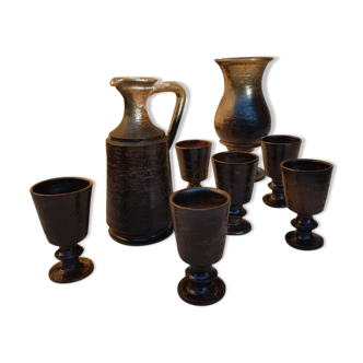 Vase, 6 cups and a jug by Jean Marais