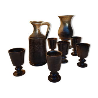 Vase, 6 tasses et une cruche de Jean Marais