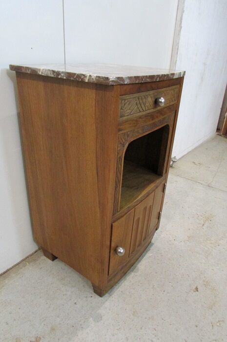Art déco in massive walnut bedside table