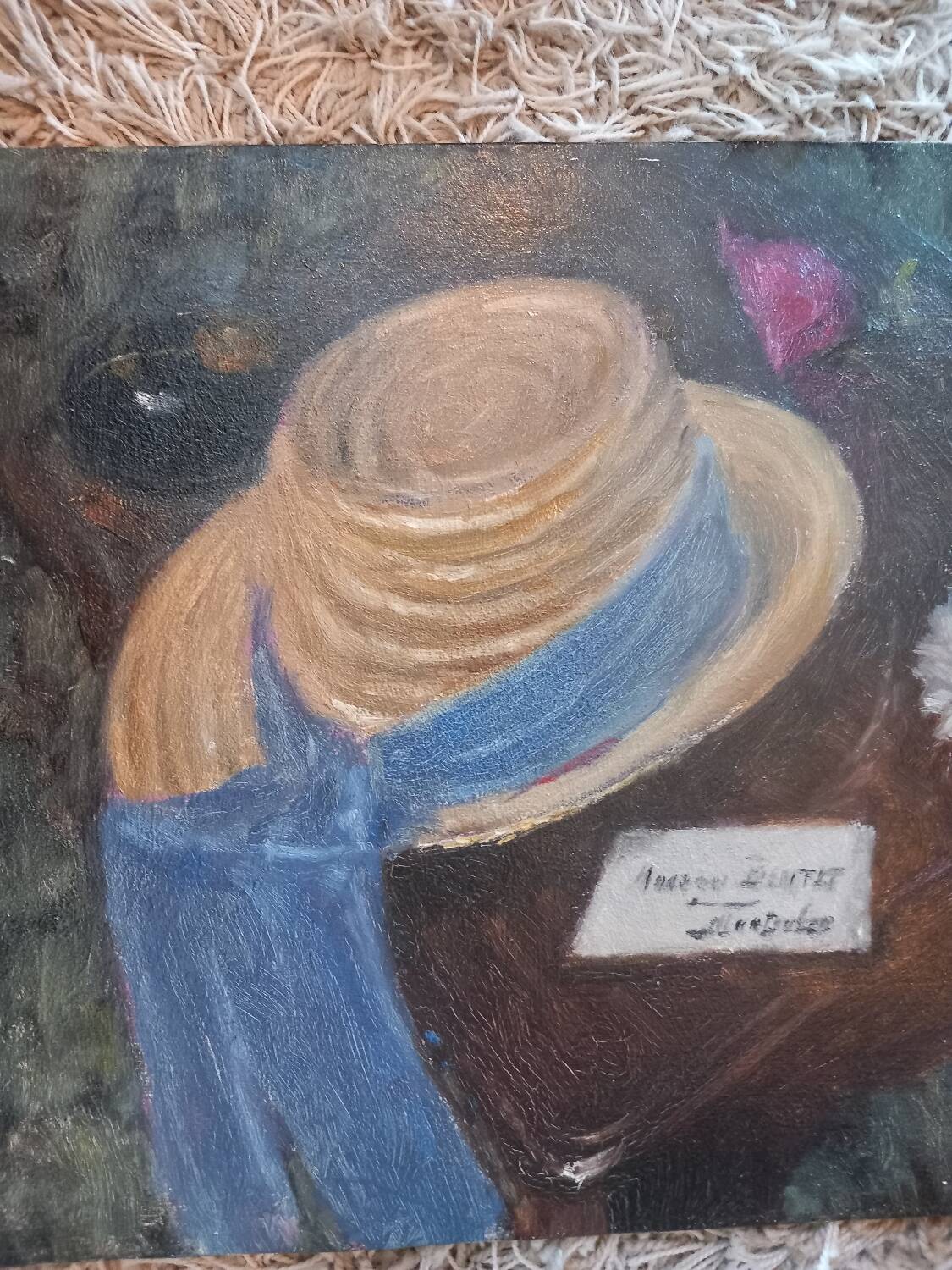 Tableau huile. Nature morte au chapeau