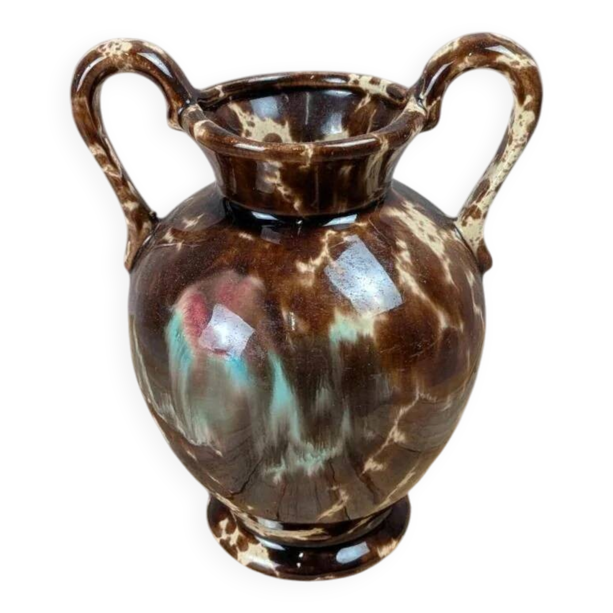 Small antique vase in glazed ceramic – handles –