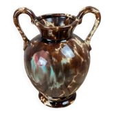 Petit vase ancien en céramique émaillée – anses –