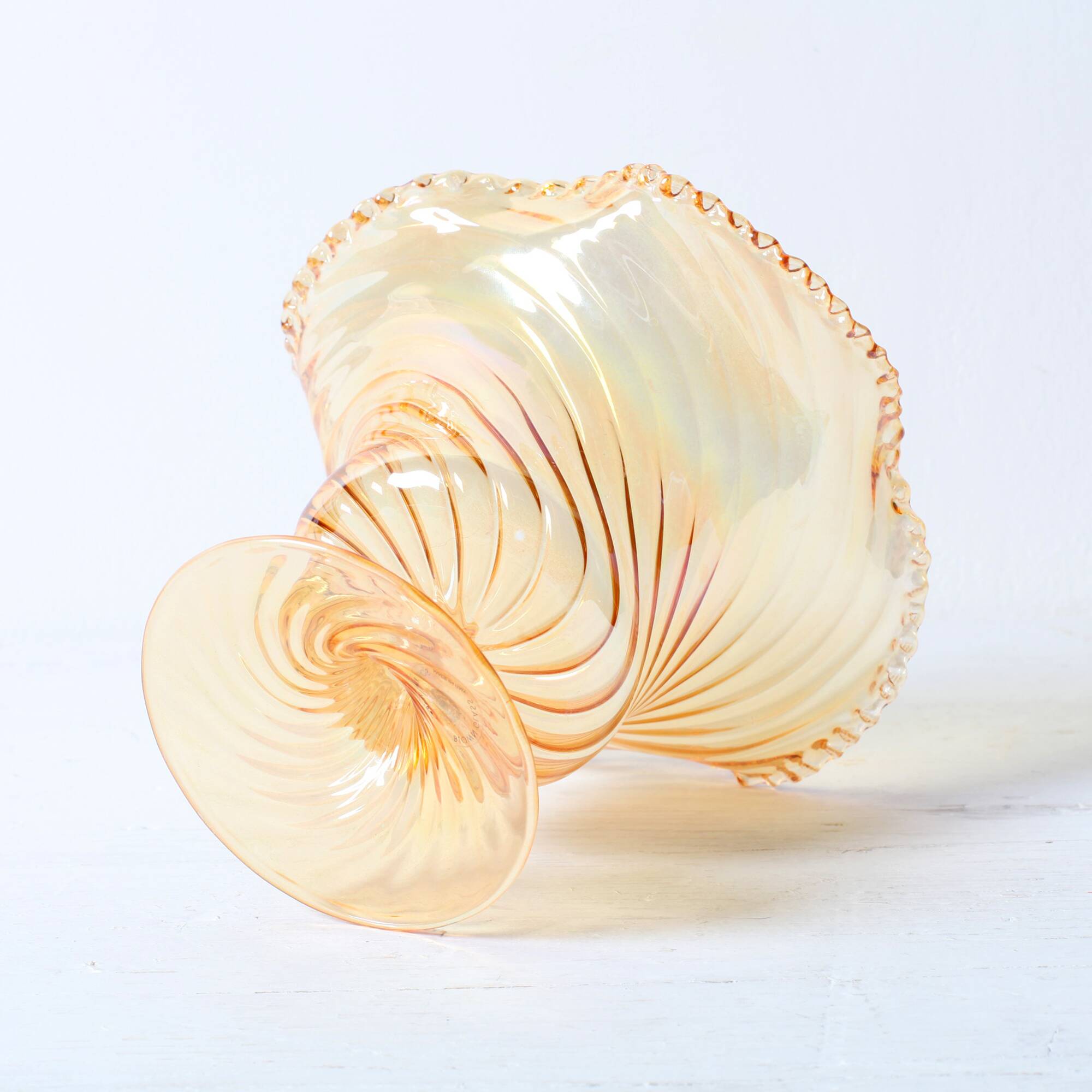 Porte-caddie en verre irisé Plissé / Vetreria Vetrart / Italie / Années 1990