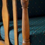 Art Nouveau, pair of oak lounge chairs, reupholstered in style fabric, 1920s.