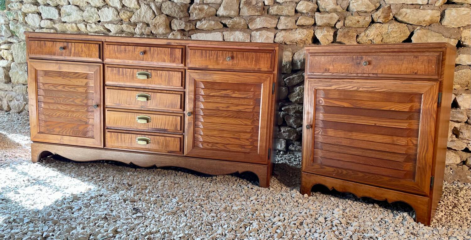 Low sideboard and jam cupboard set - solid wood