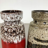 Set of four vintage pottery fat lava "242-22" vases made by Scheurich, Germany