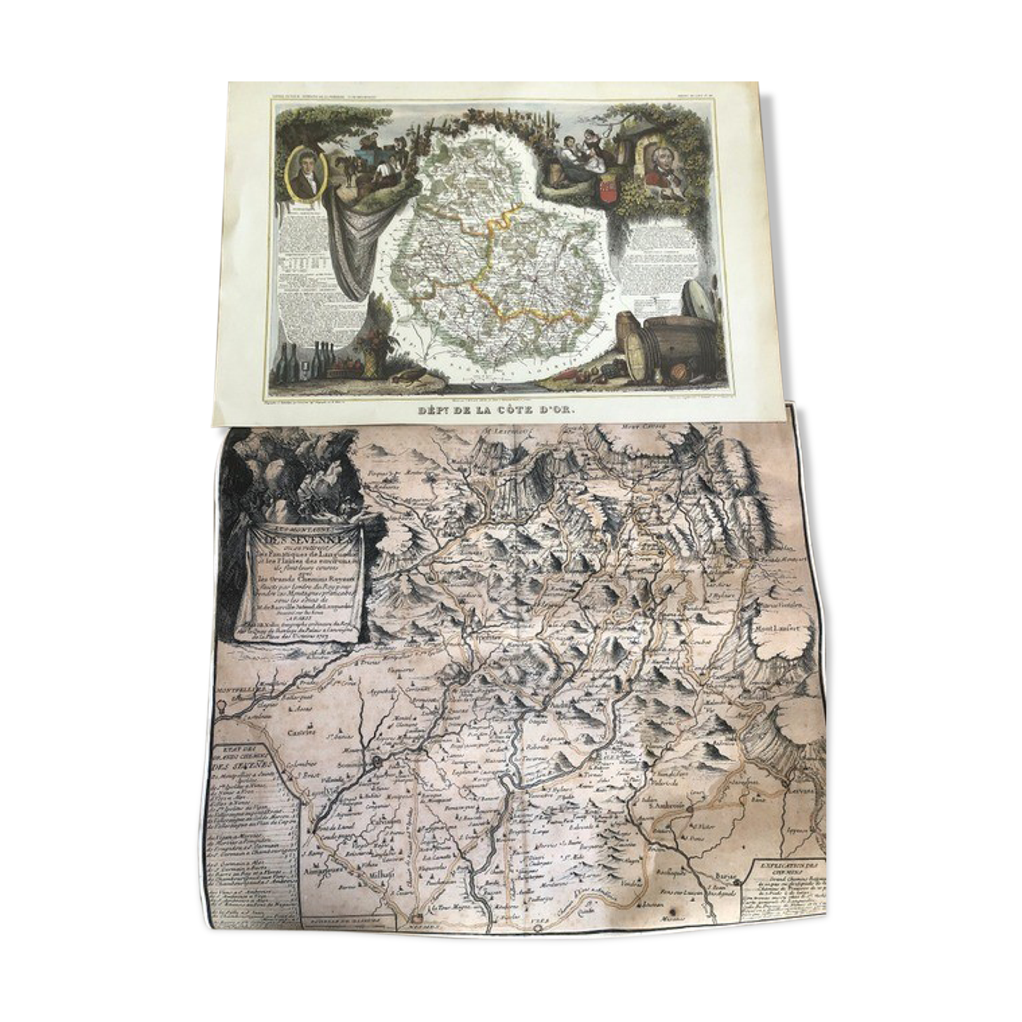 Old map of the Cévennes and GOLD Côtes d'Or