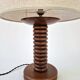 Vintage turned wooden lamp Art Deco style