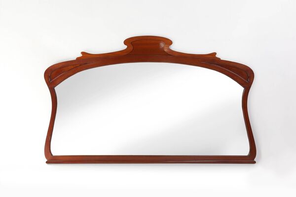 Grand miroir de cheminée Art Nouveau sculpté à la main, France vers 1910