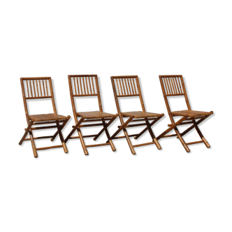 Set of 4 folding bamboo chairs