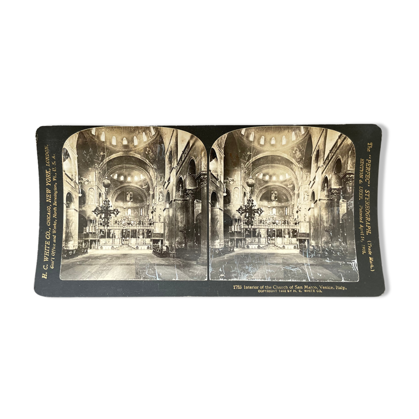 Old photography stereo, stereograph, luxury albumine 1903 St. Mark's, Venice