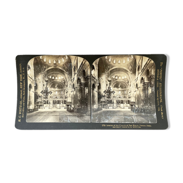 Old photography stereo, stereograph, luxury albumine 1903 St. Mark's, Venice