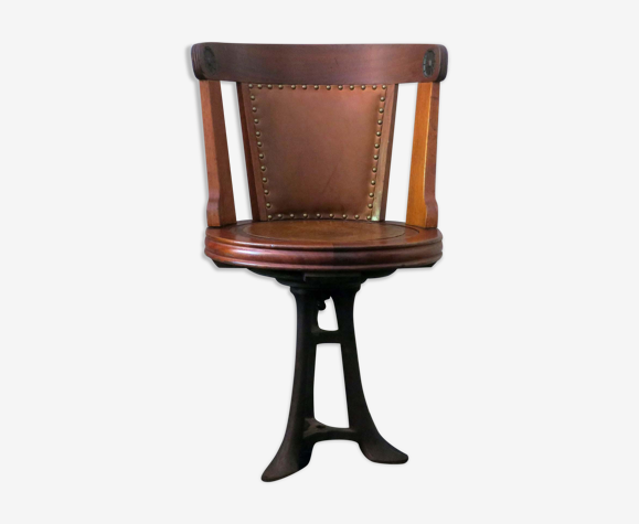 Chaise de bureau nautique tournante antique, teck | Selency