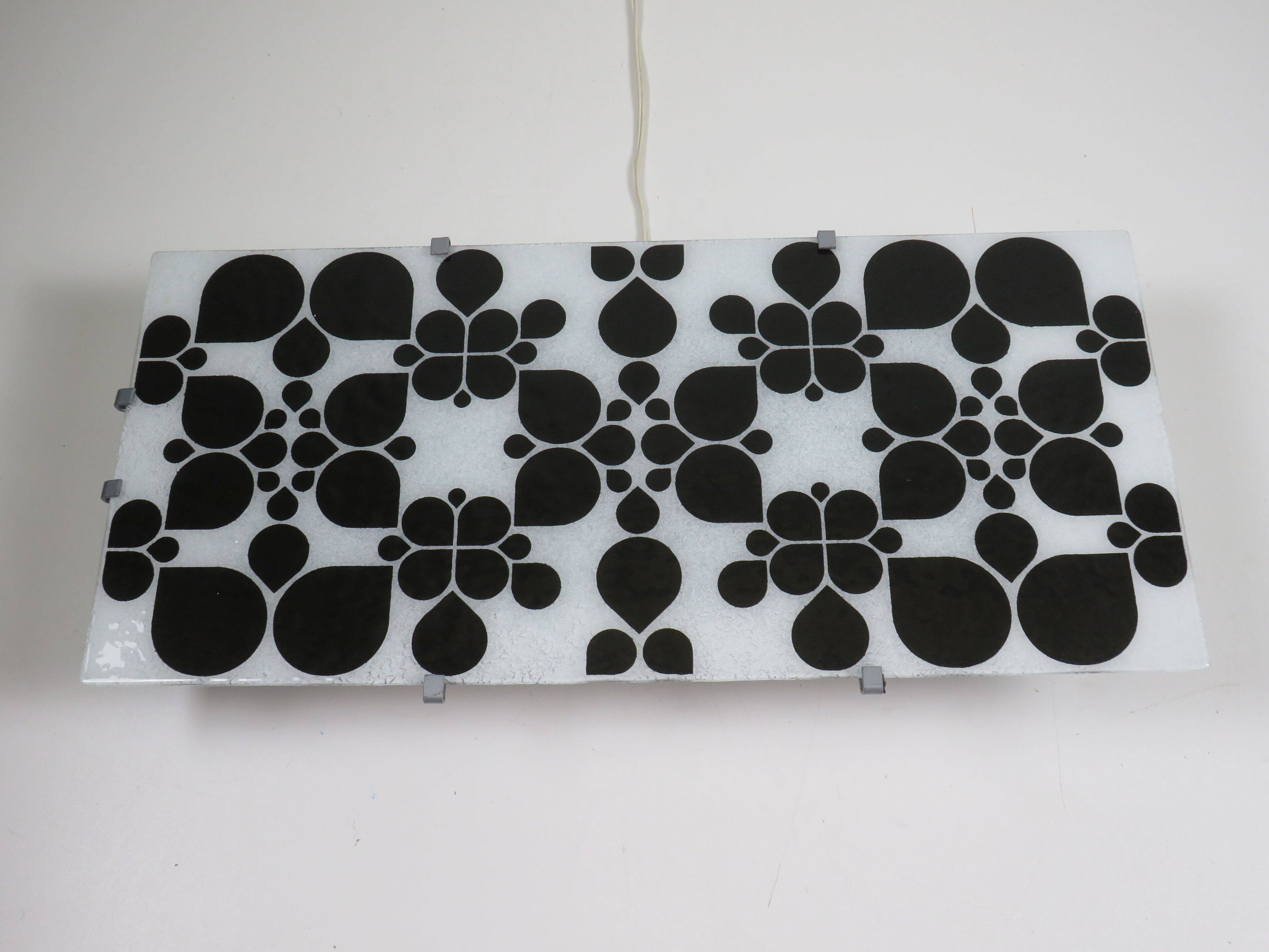 Applique murale postmoderne IKEA, verre décoratif noir et blanc, 1990