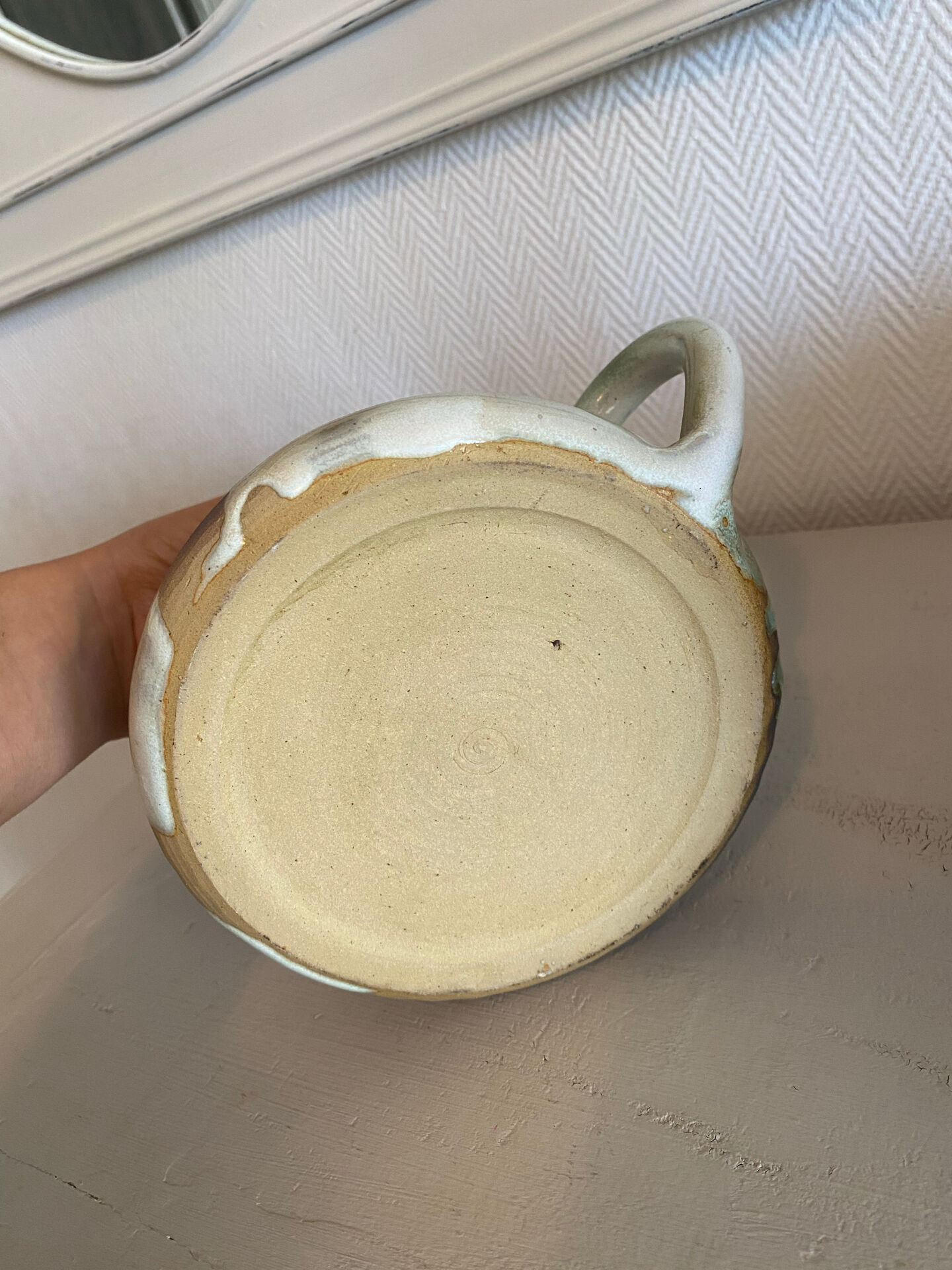 Glazed stoneware oil lamp from the 1960s.
