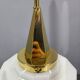 Art Deco Brass Pendant with Geometric Opaline Glass, Czechoslovakia 1930s